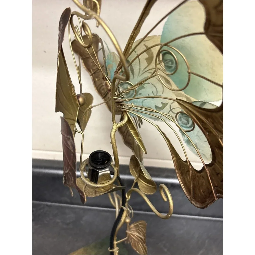 Pier 1 Imports Mariposa Accent Lamp Multicolor W/ Capiz Shells & Butterflies 18”